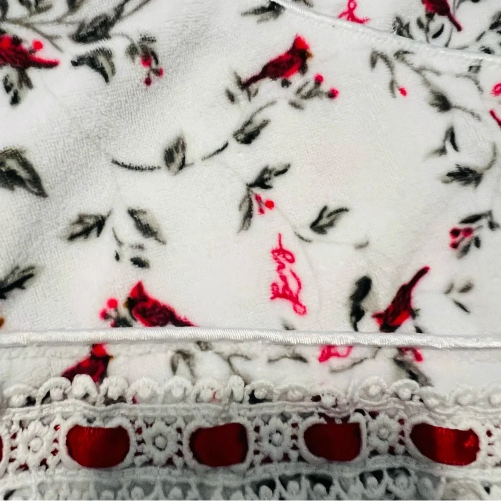 Lanz of Salzburg Long Sleeve Cardinal Print Fleece Nightgown 3X - Picture 5 of 7